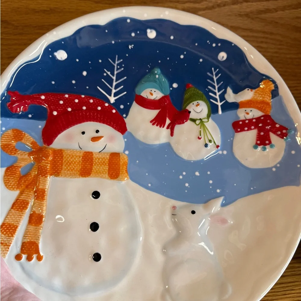 St. Nicholas Square “Snow Days” Snowman Plates Bowl Platter Christmas Dishes